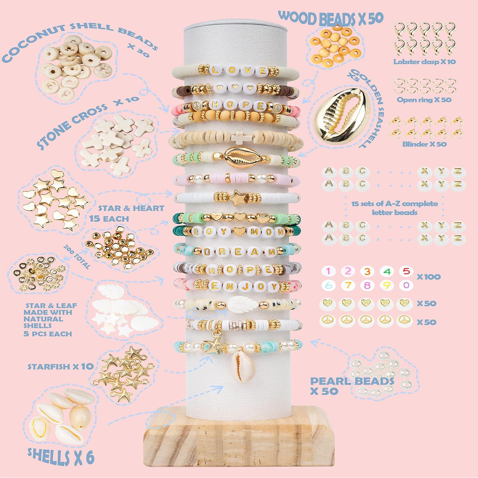 Bracelet Making Kit for Girls, 7200 Pcs Clay Beads Friendship Bracelet for DIY Jewelry Making, Polymer Heishi Beads with Charms Gifts for Adults for Girls Crafts Ages 6-12