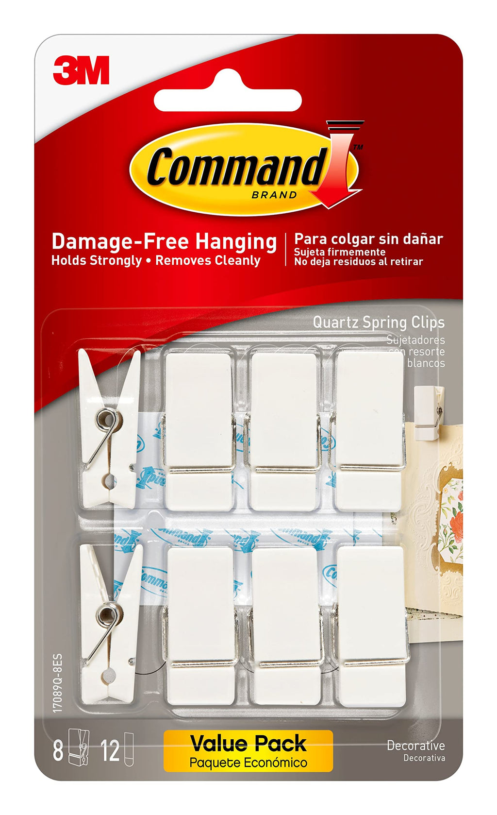 Command Spring Clips, Quartz, 8-Clips (17089Q-8ES)