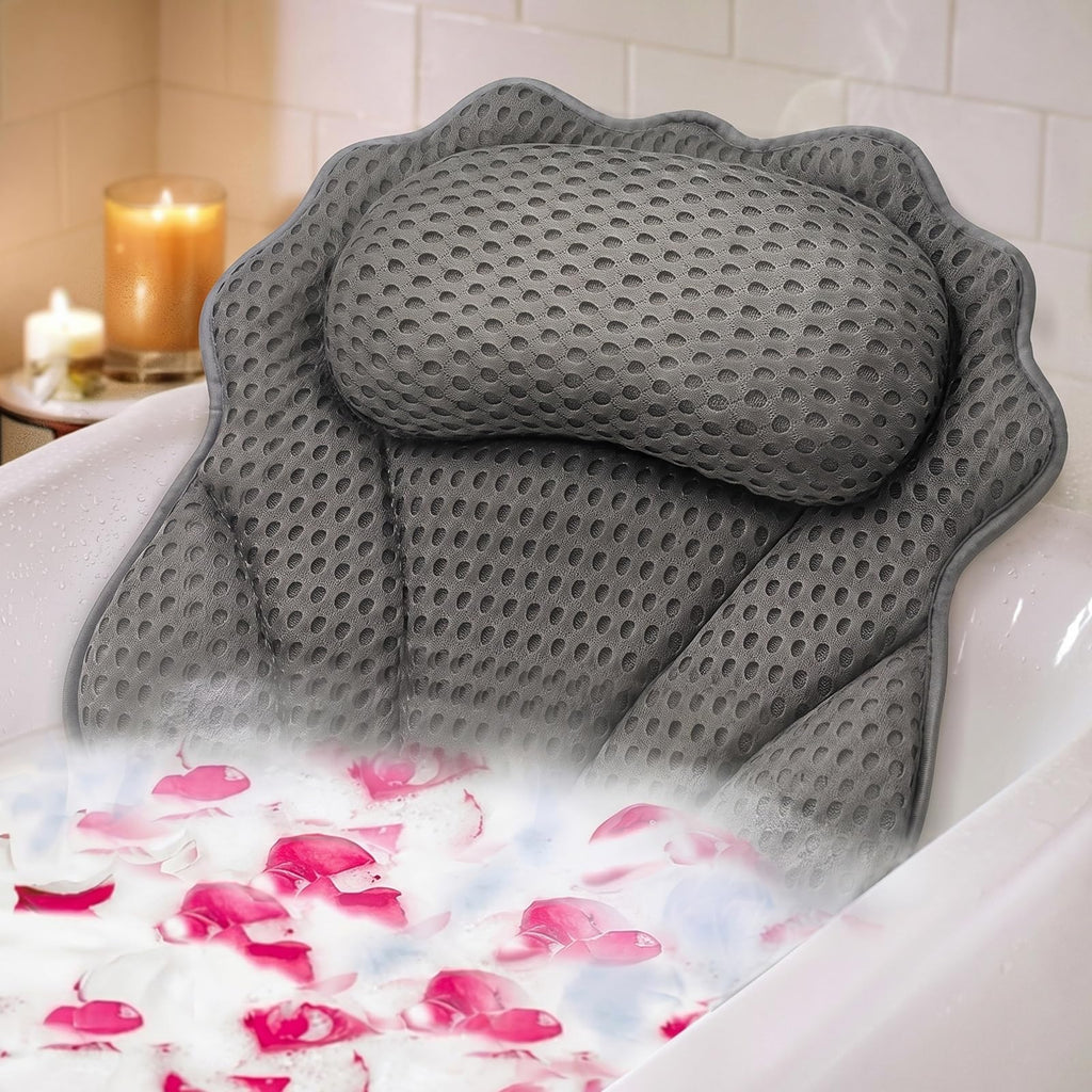 Bath Pillow RUVINCE Ergonomic Luxury Bathtub Pillow with Head,Neck, Shoulder and Back Support, 6D Bath Pillows for tub with 6 Powerful Suction Cups, Fits All Bathtub