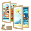 2 Pack Kids Art Frame, 8.5x11 Front Opening Kids Artwork Frames Changeable, Chind Artwork Display Storage Frame for 3D Picture Crafts, Children Drawing Hanging Art, Holds 50-100 Pcs (Walnut)