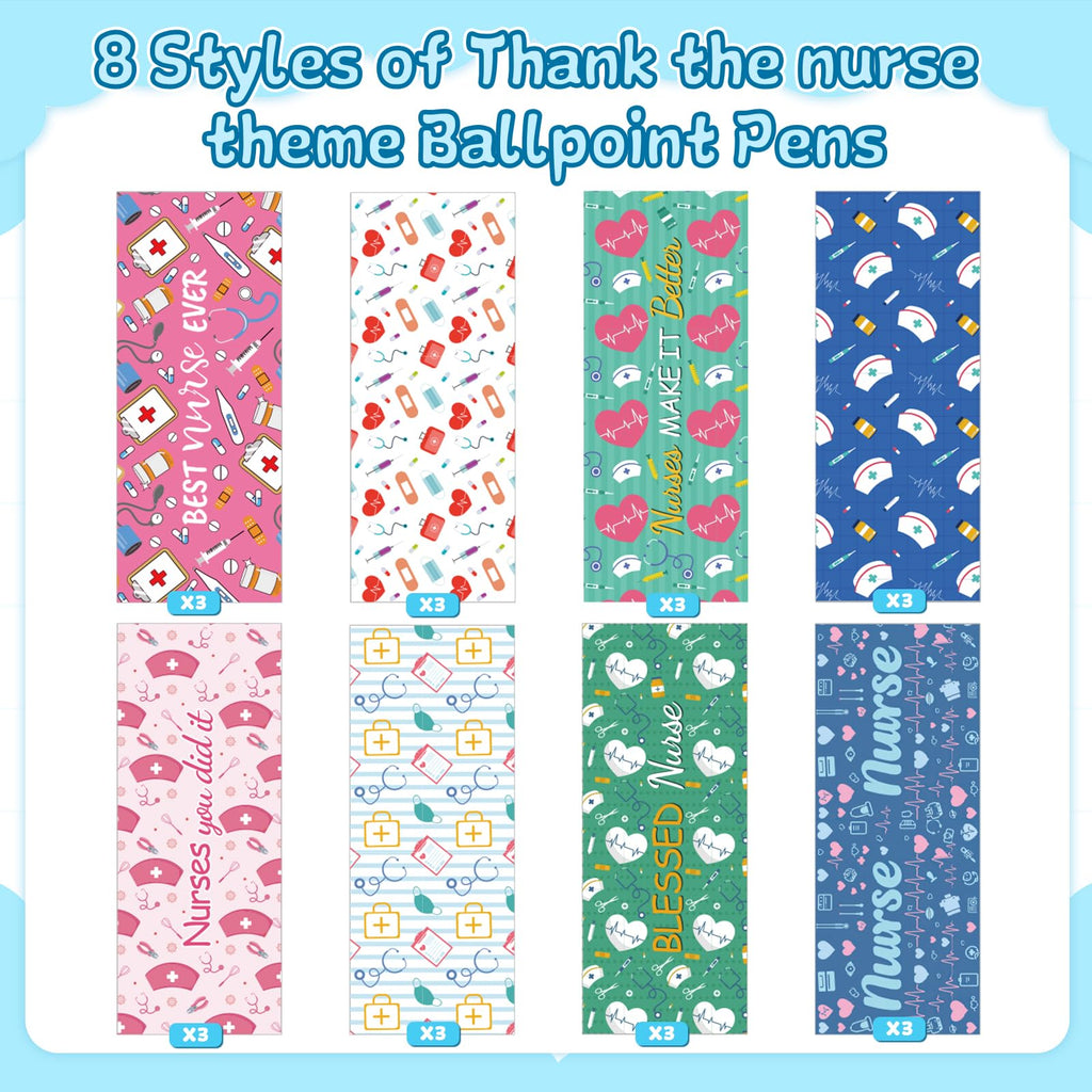 24 Pcs Nurse Gifts Bulk Nurses Week Gifts Nursing Pens Funny Cartoon Ballpoint Pen Nurse Day Gift Nursing Week Appreciation Gift for Women Men Doctor Teachers Medical Assistants Nursing Students