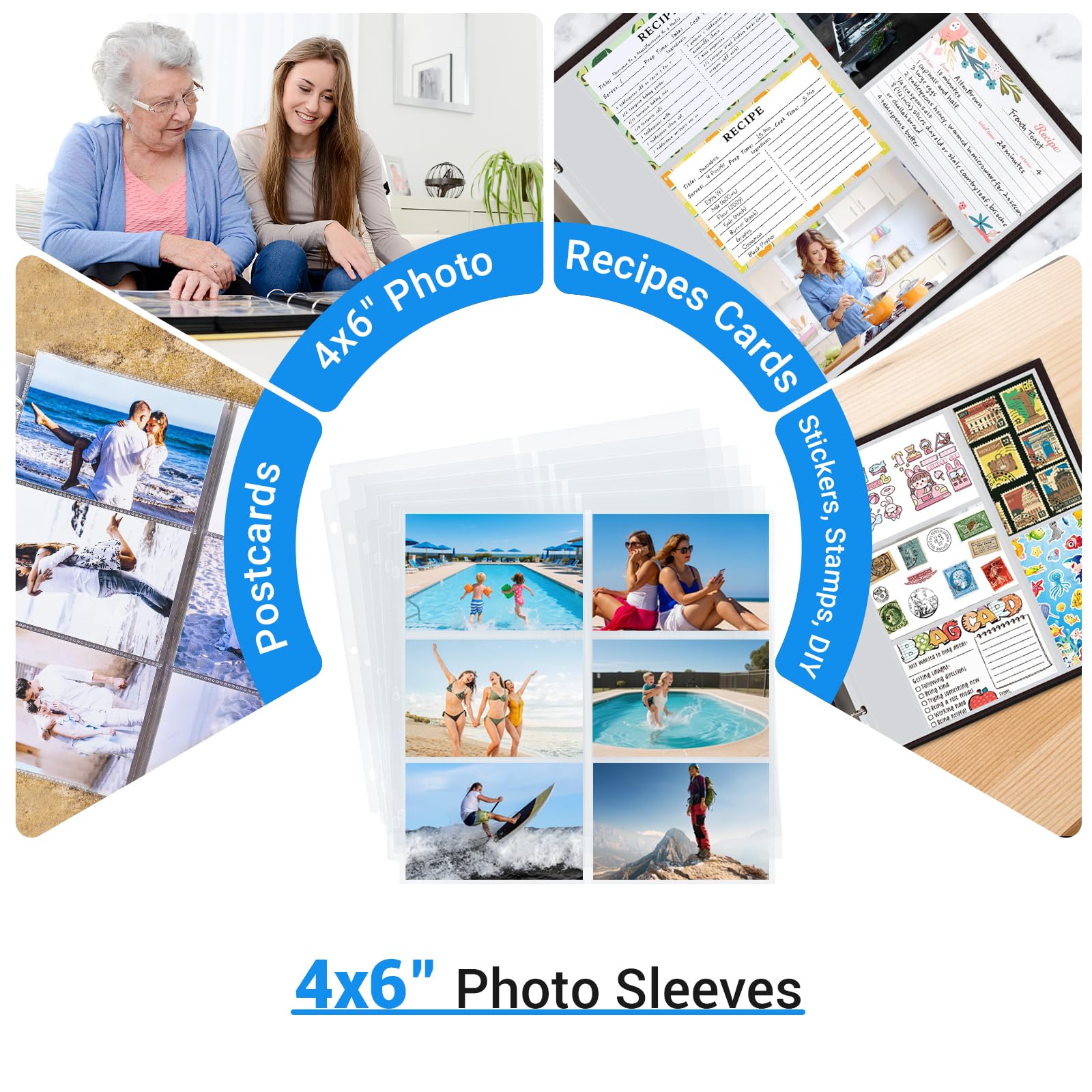 20 Pack 4x6" Photo Album Refill Pages 12x12 for 3 Ring Binder Album, Ultra-Clear Photo Sleeves Holding 240 Pictures, Double-Sided 6 Pockets Photo Pages , Photo Sheet Protector for Photos and Postcards