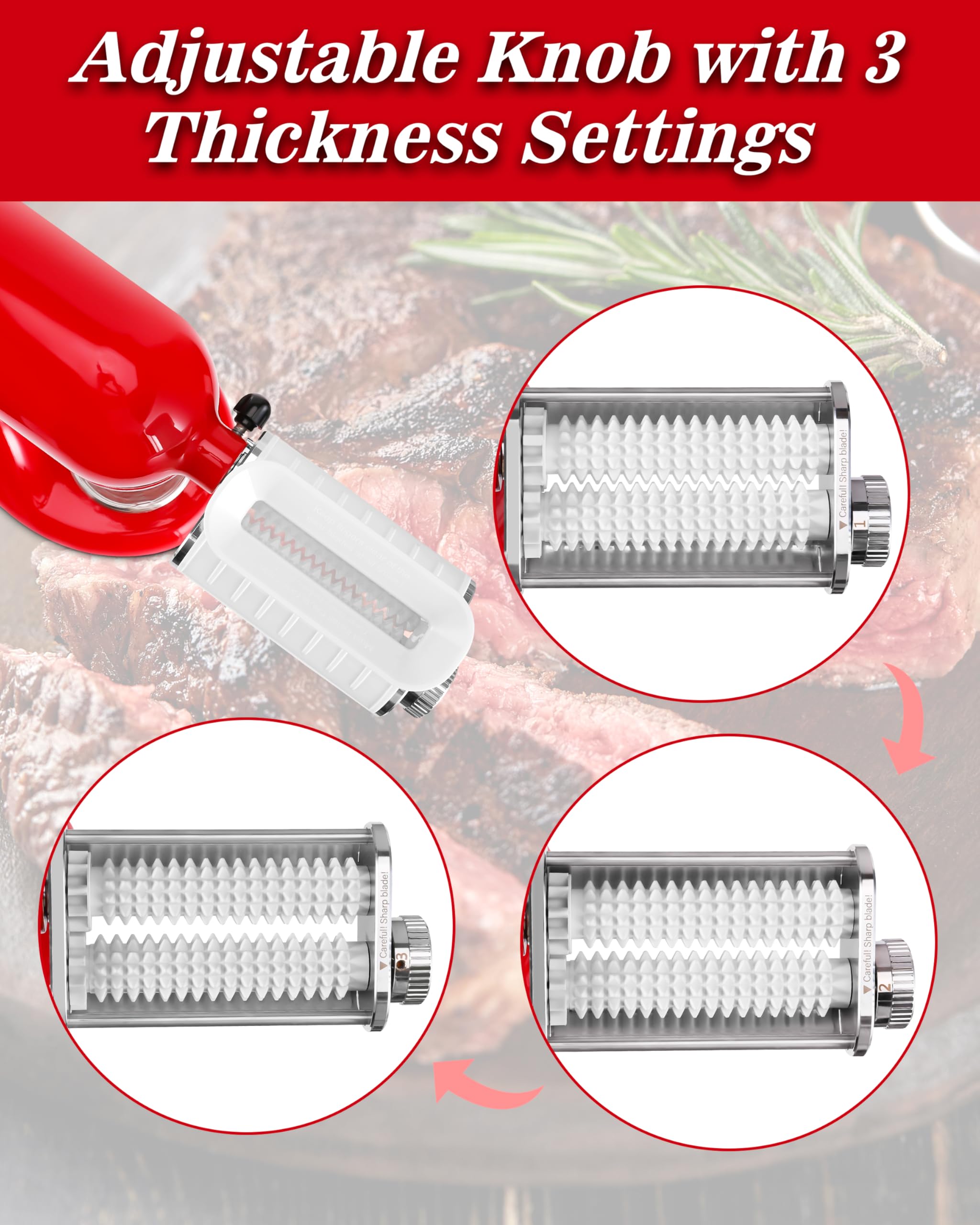 Meat Tenderizer Attachment for KitchenAid, Tenderizer Machine for Kitchen aid & Cuisinart Stand Mixers, Stainless Steel Meat Tenderizer Tool, All Parts Dishwasher Safe