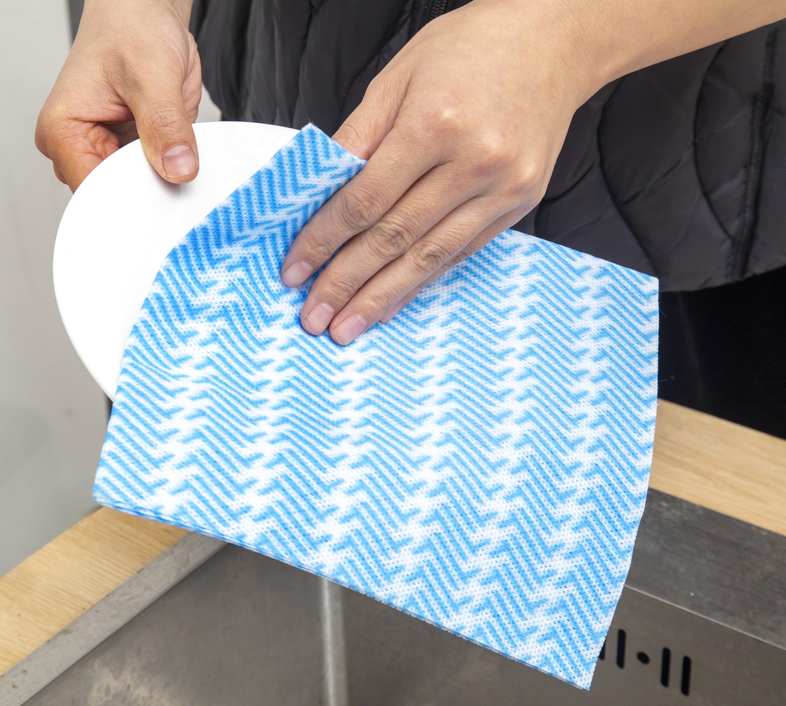 Peachicha Disposable Cleaning Cloth Washing Cloth for Kitchen, Multi-use Dish Towels, Disposable Dish Cloths, Cleaning Rags,100 Count, Blue