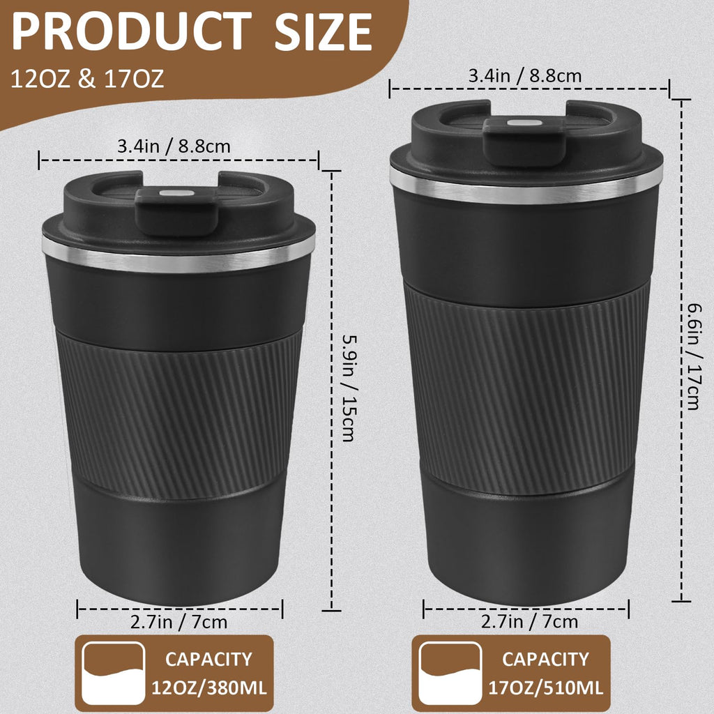 ATZNZIK 4 Pack Insulated Coffee Mug with Lid 12oz Travel Coffee Tumbler Stainless Steel Reusable Coffee Cups Thermal Coffee Mug for Hot and Iced Cold Drinks, Multicolor
