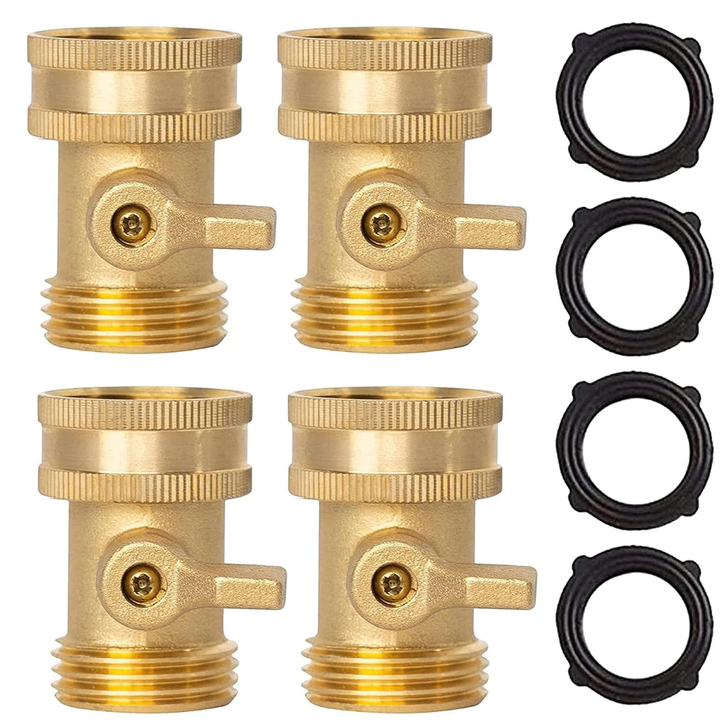 Xiny Tool Brass Garden Hose Shut Off Valve, Heavy Duty 3/4 Inch Solid Brass Garden Hose Shut Off Valve with 4 Extra Rubber Washers (4)