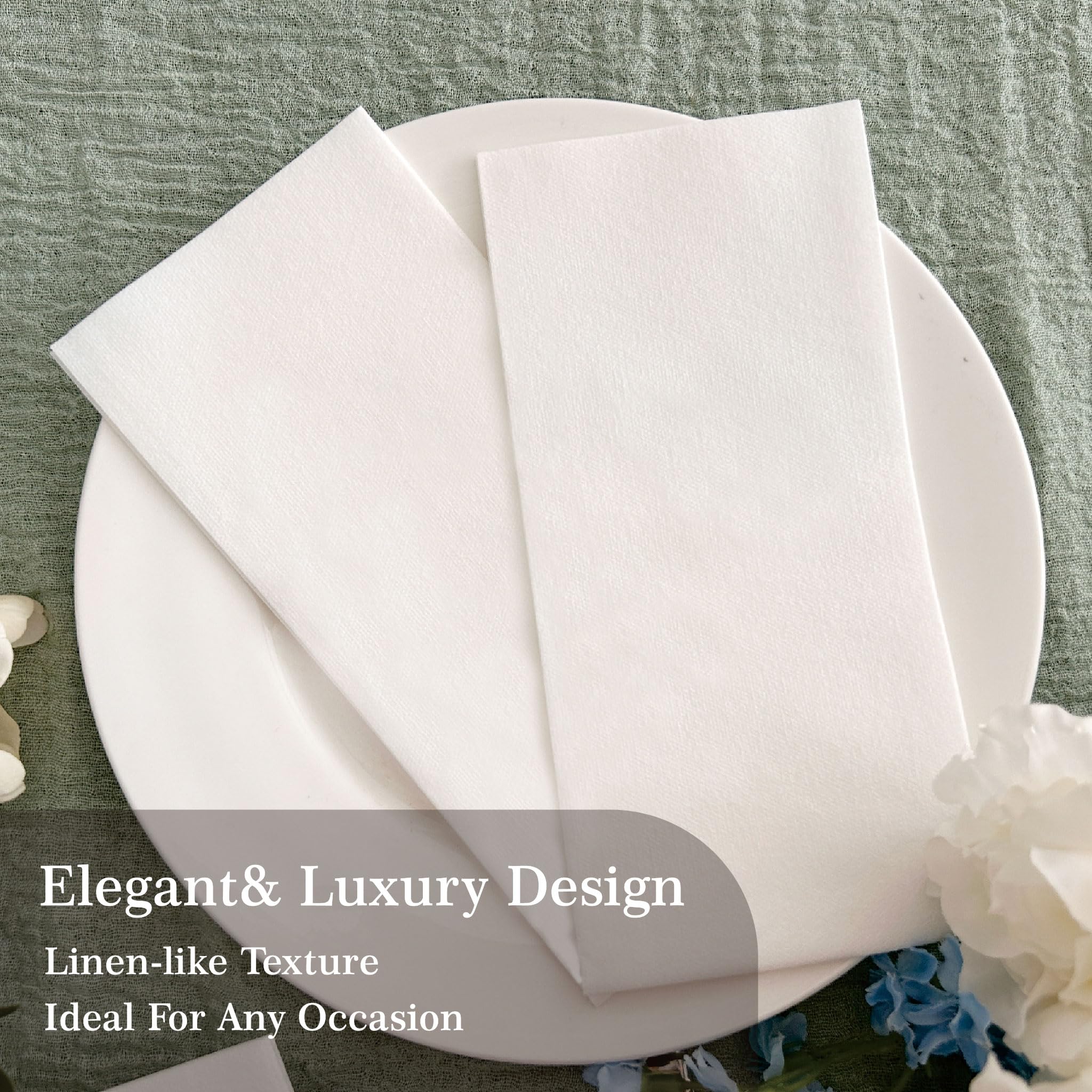 JEBBLAS Guest Towels Disposable Cloth Like Paper Hand Napkins Soft, Absorbent, Paper Hand Towels for Kitchen, Bathroom, Parties, Weddings, Dinners or Events,Pack of 100 Pcs