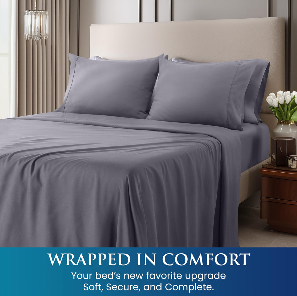 Utopia Bedding Queen Sheet Set - Brushed Microfiber - Soft Bed Sheets for Queen Size Bed Set - Luxury Bedding Sheets with Fitted Sheet, Flat Sheet & 2 Pillow Cases - Deep Pocket (Grey)