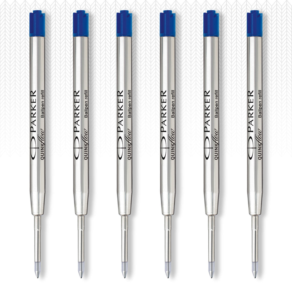 Parker QUINKflow Ballpoint Pen Ink Refills, Fine Tip, Blue, 6 Count Value Pack (2025157)