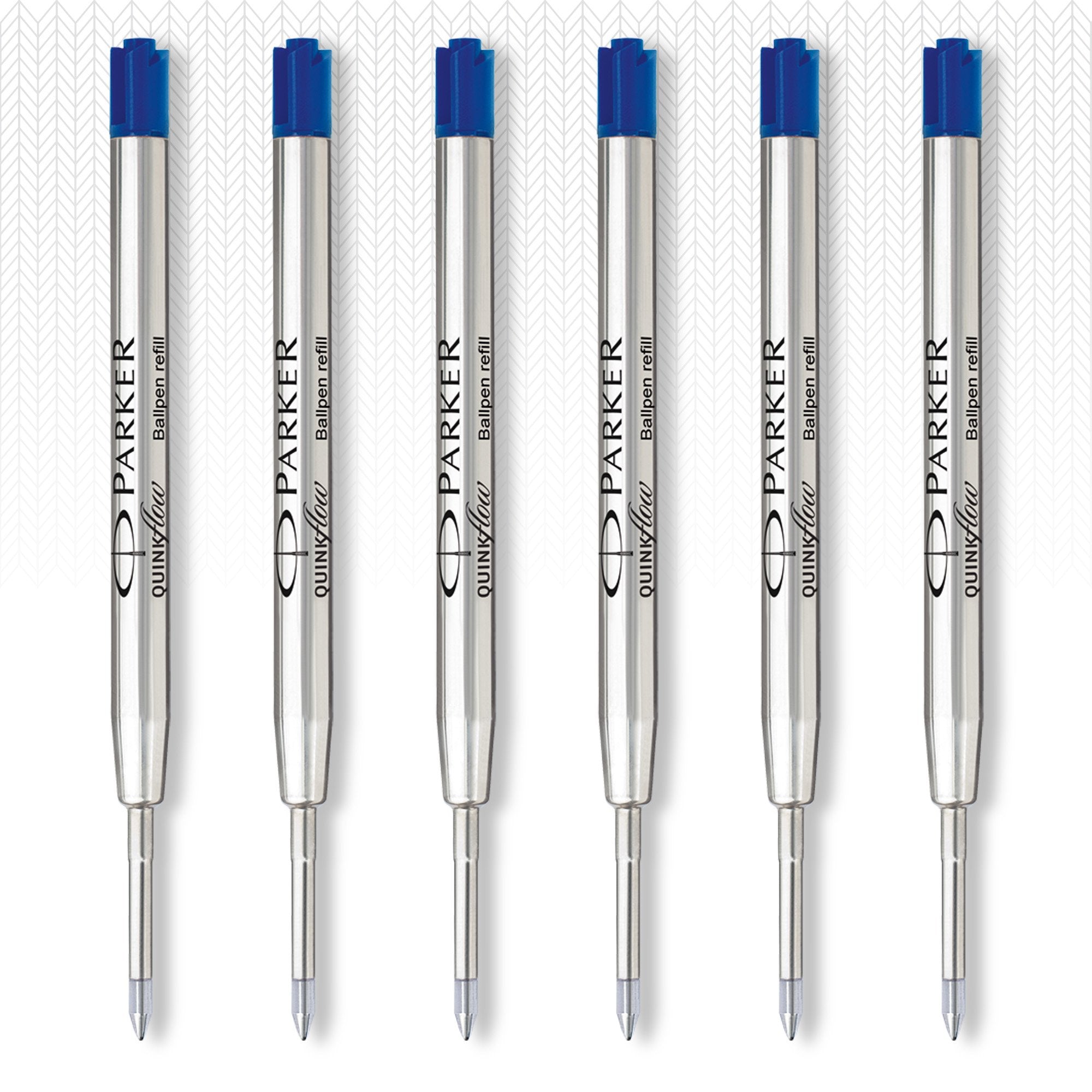 Parker QUINKflow Ballpoint Pen Ink Refills, Fine Tip, Blue, 6 Count Value Pack (2025157)
