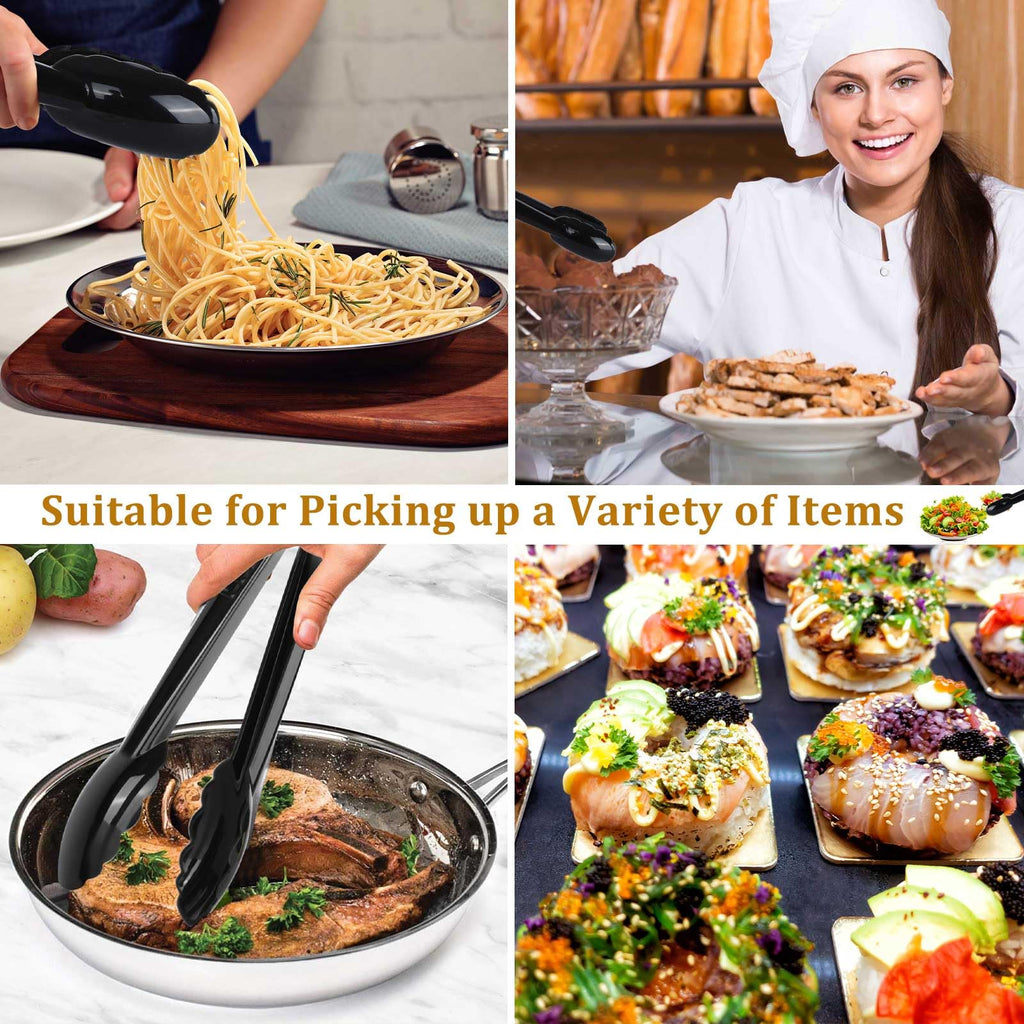 24 Pcs Plastic Tongs for Serving Bulk 9 Inch Serving Disposable Tongs, Plastic Catering Utensils Supplies, Heavy Duty Salad Tongs for Kitchen Buffets BBQ Events Catering