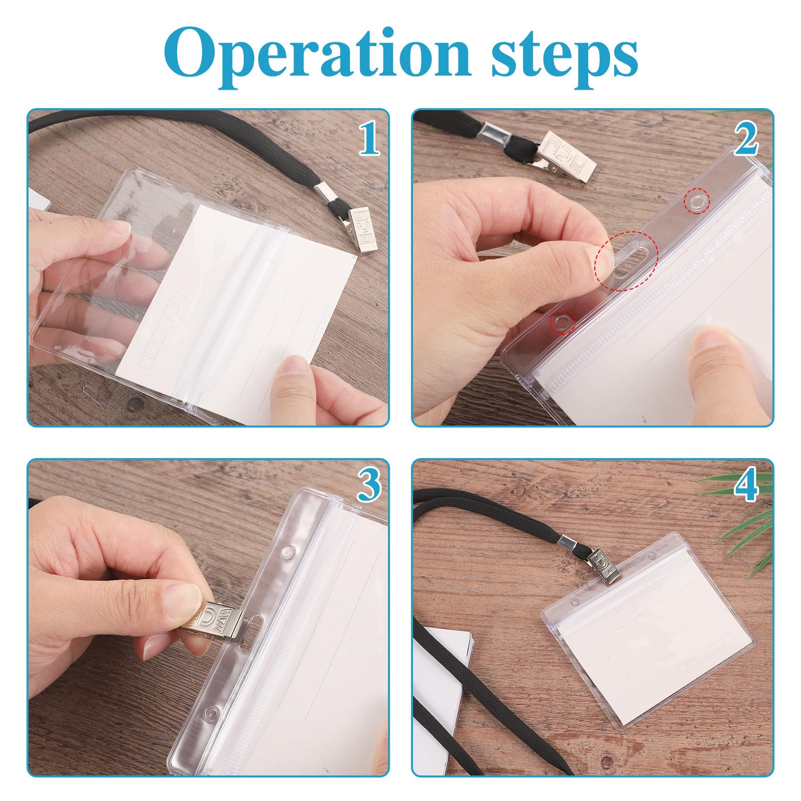 120 PCS Lanyard with ID Holder, Neck Strap Lanyard with Badge Holder Include 60 PCS Clear Plastic Horizontal Name Tag Holder with 60 PCS Black Neck Badge Lanyards for Office School(Black)