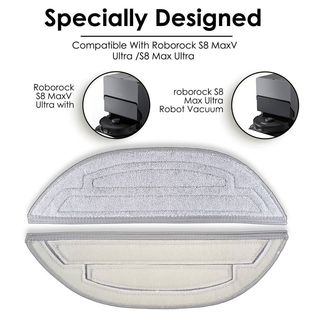 (10 Pack) Mop Pads Refills Compatible with Roborock S8 MaxV Ultra, S8 Max Ultra Robot Vacuum, VibraRise Mop Pads with Dual Sonic Vibrations Modules, Mop Cloth with Edge Mop Pad, 5 Sets