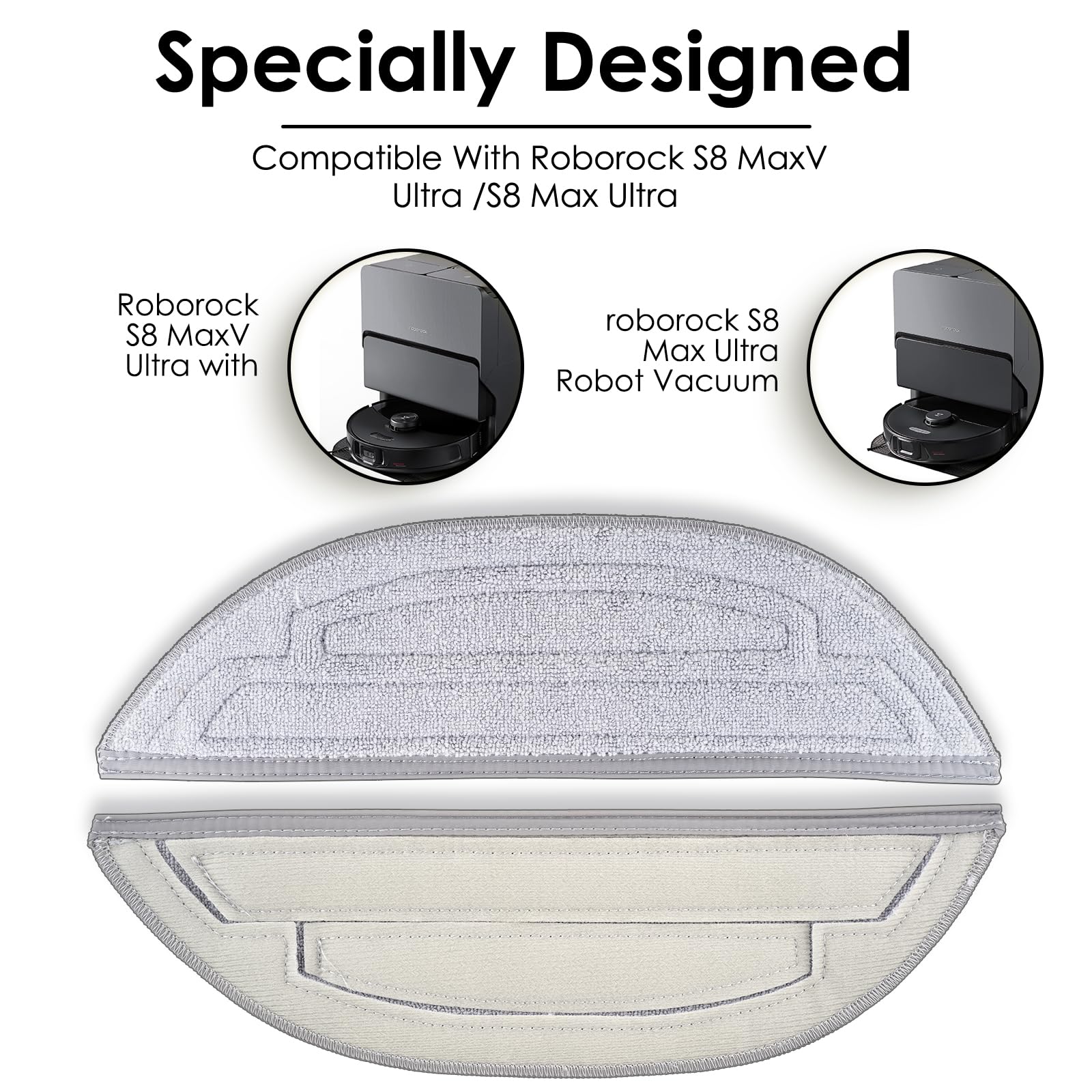 (10 Pack) Mop Pads Refills Compatible with Roborock S8 MaxV Ultra, S8 Max Ultra Robot Vacuum, VibraRise Mop Pads with Dual Sonic Vibrations Modules, Mop Cloth with Edge Mop Pad, 5 Sets