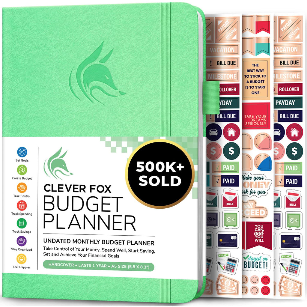 Clever Fox Budget Planner - Expense Tracker Notebook. Monthly Budgeting Journal, Finance Planner & Accounts Book to Take Control of Your Money. Undated - Start Anytime. A5 Size Mint Green Hardcover