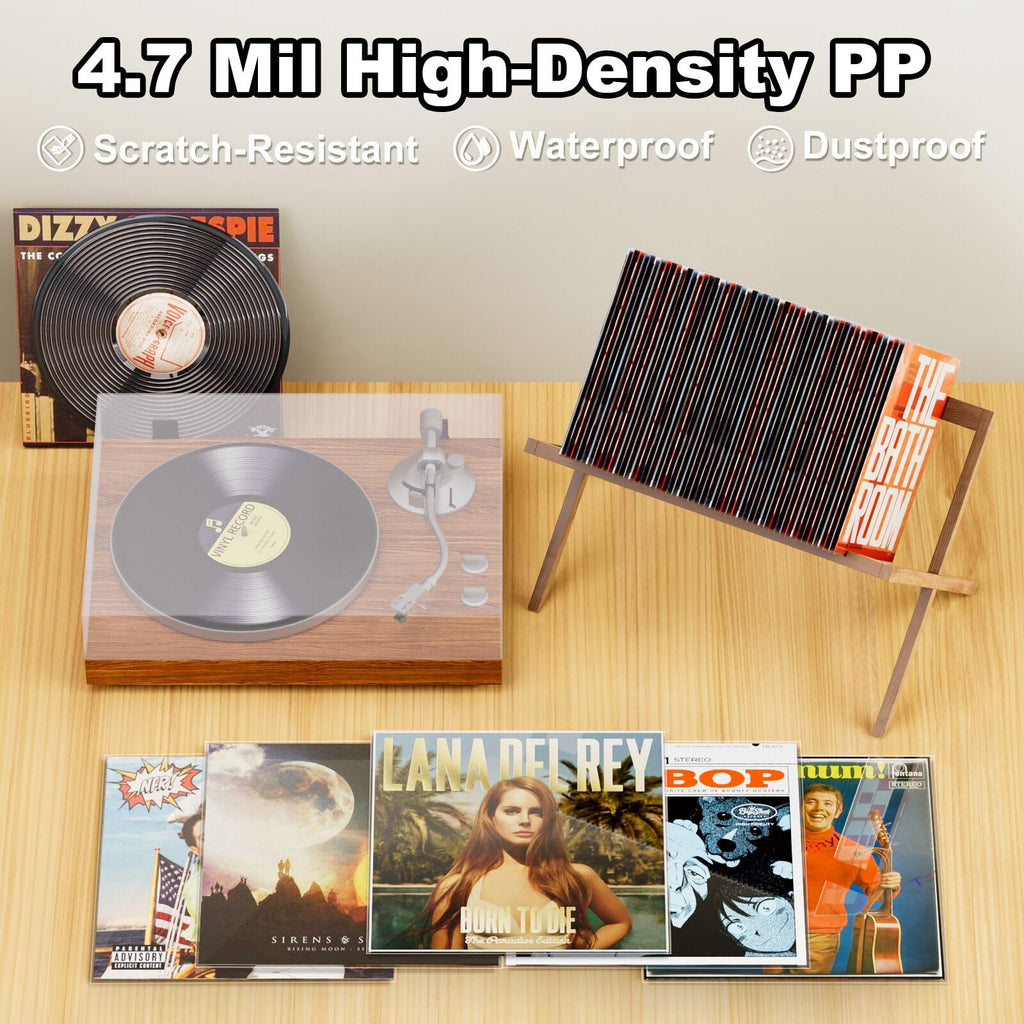 60 Vinyl Record Sleeves Outer, 4.7 Mil Crystal Clear Vinyl Record Sleeves, 12.75'' x 12.75'' Record Sleeve Compatible with Single and Double LP Album Covers