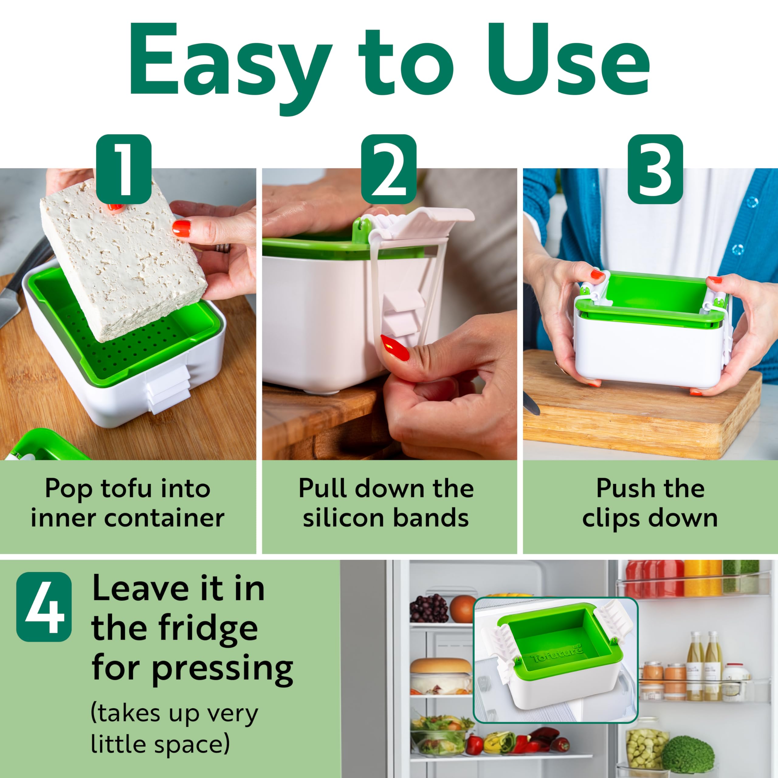 Tofuture Tofu Press - The Original and the Best Tofu Press for Transforming Your Tofu – Compact and Easy to Use it Presses the Water from Tofu Cleanly and Effectively – BPA Free and Dishwasher Safe