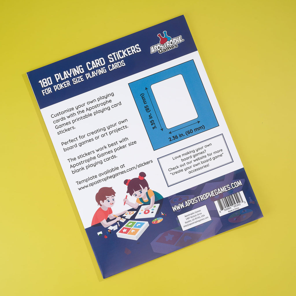 Blank Stickers for Playing Cards - Print Your Playing Cards - 216 Labels Sticker Paper for Laser/Ink Jet Printers (3.35" x 2.36") 24 Sheets