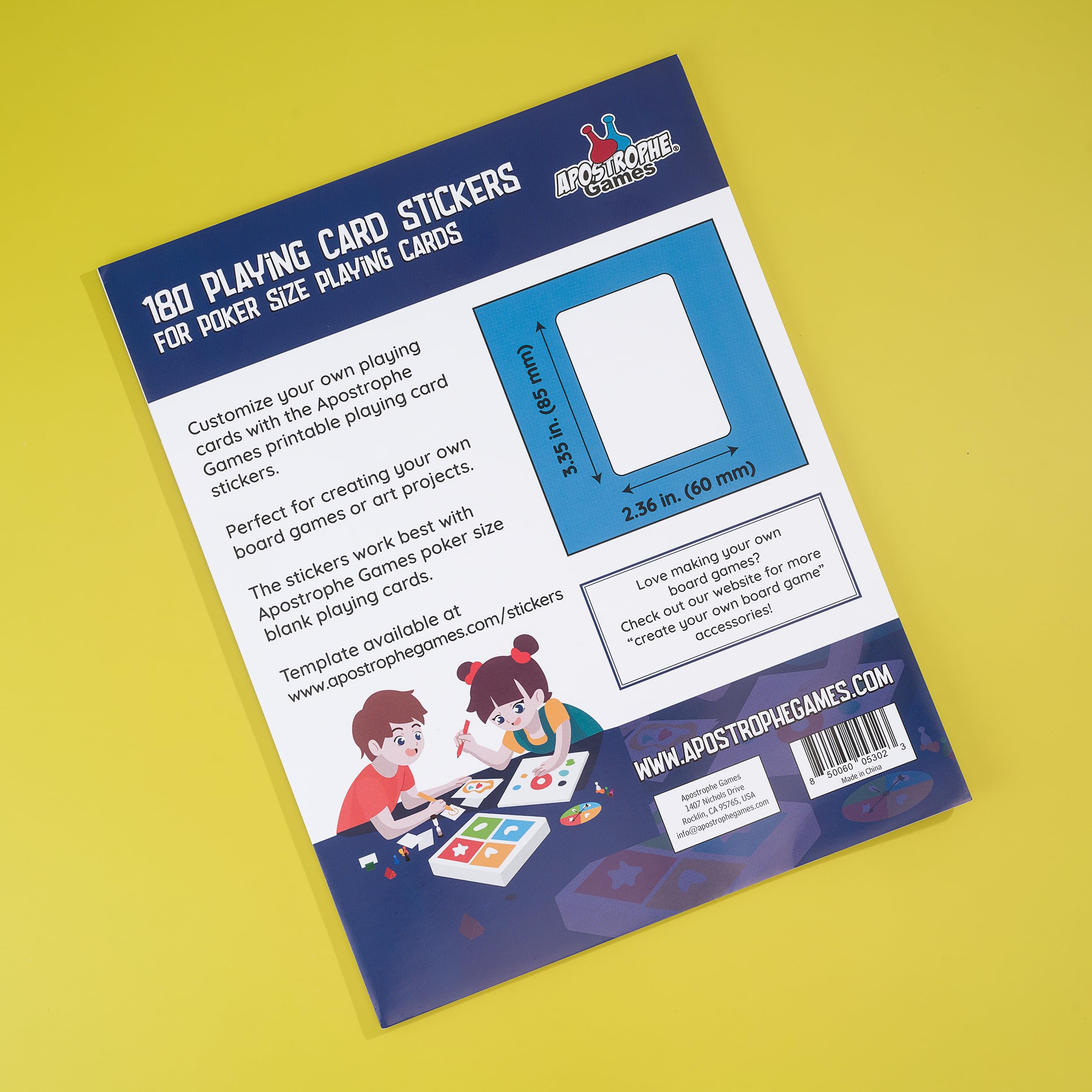 Blank Stickers for Playing Cards - Print Your Playing Cards - 216 Labels Sticker Paper for Laser/Ink Jet Printers (3.35" x 2.36") 24 Sheets