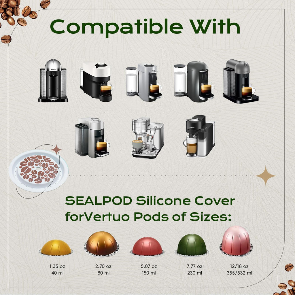 SWEETDEER Reusable Vertuo Lids, 6Pcs Food Grade Silicon for Reusable Vertuo Pod, Refillable Vertuo Pods,Compatible with VERTUO (No Capsule)