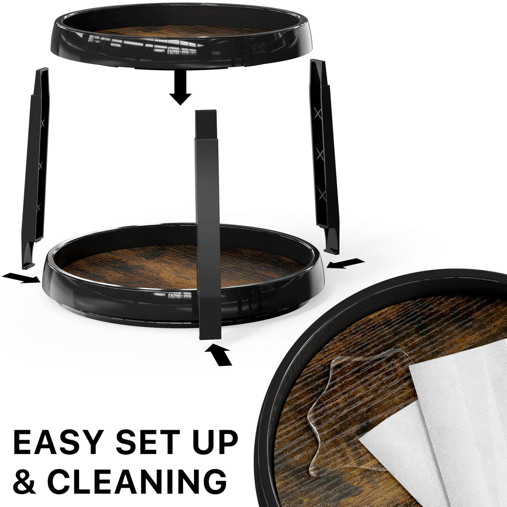 Simple Houseware 10-Inch 2 Tier Lazy Susan Turntable Multifunctional Organizer, Rustic Brown