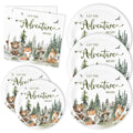 Whaline 72Pcs Adventure Awaits Party Supplies - Baby Shower Plates & Napkins - Woodland Animals Pattern - Disposable Tableware - 24 Guests - Paper Material - Casual Nature-Inspired Style