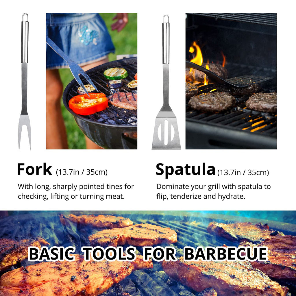 BBQ Utensil Set Stainless Steel Professional Barbecue Accessories Grill Tool with Bag Easy to Carry (9)