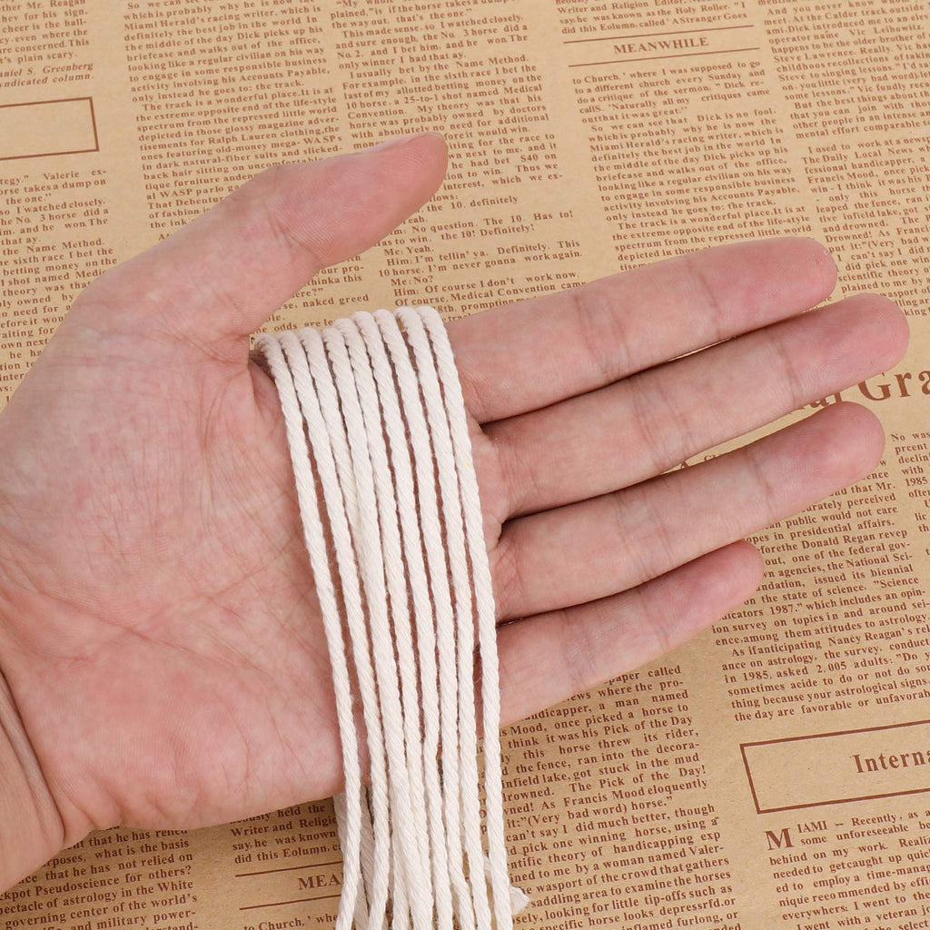 Macrame Cord 3mm X 547yd Not Dyed 100% Natural Cotton Macrame Rope, 4 Strand Twisted Cotton Cord Rope for Handmade Wall Hanging,Plant Hangers, Crafts, Knitting, Gift Wrapping(3mm X 500m)