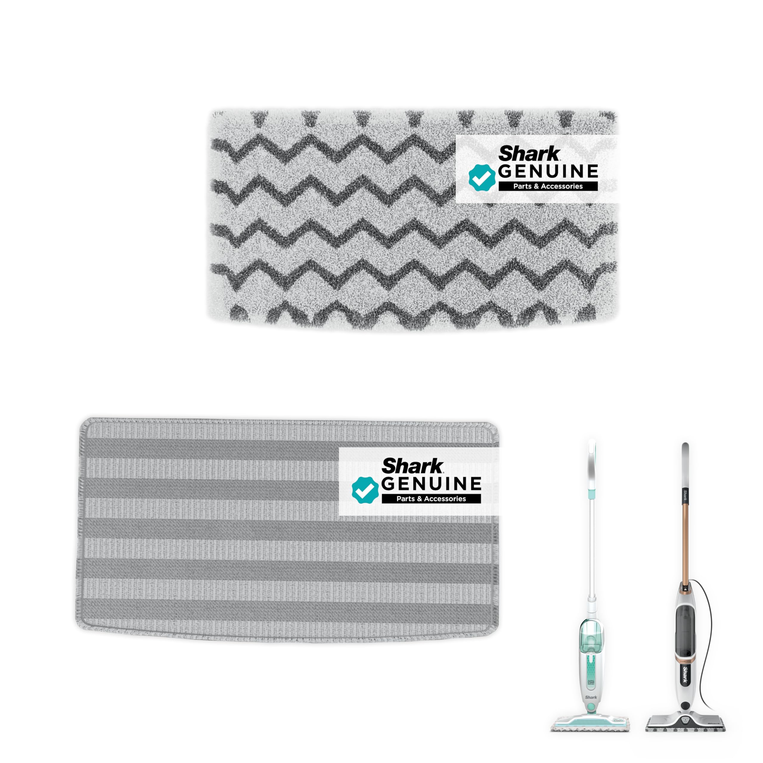 Shark Genuine Steam Mop Replacement Pads 2 Pack – Includes 1 Dirt Grip and 1 Scrub Pad, Machine Washable, Designed for Sealed Hard Floors, Compatible with Shark S1000 and S2000 Series ONLY,1153FCS2000