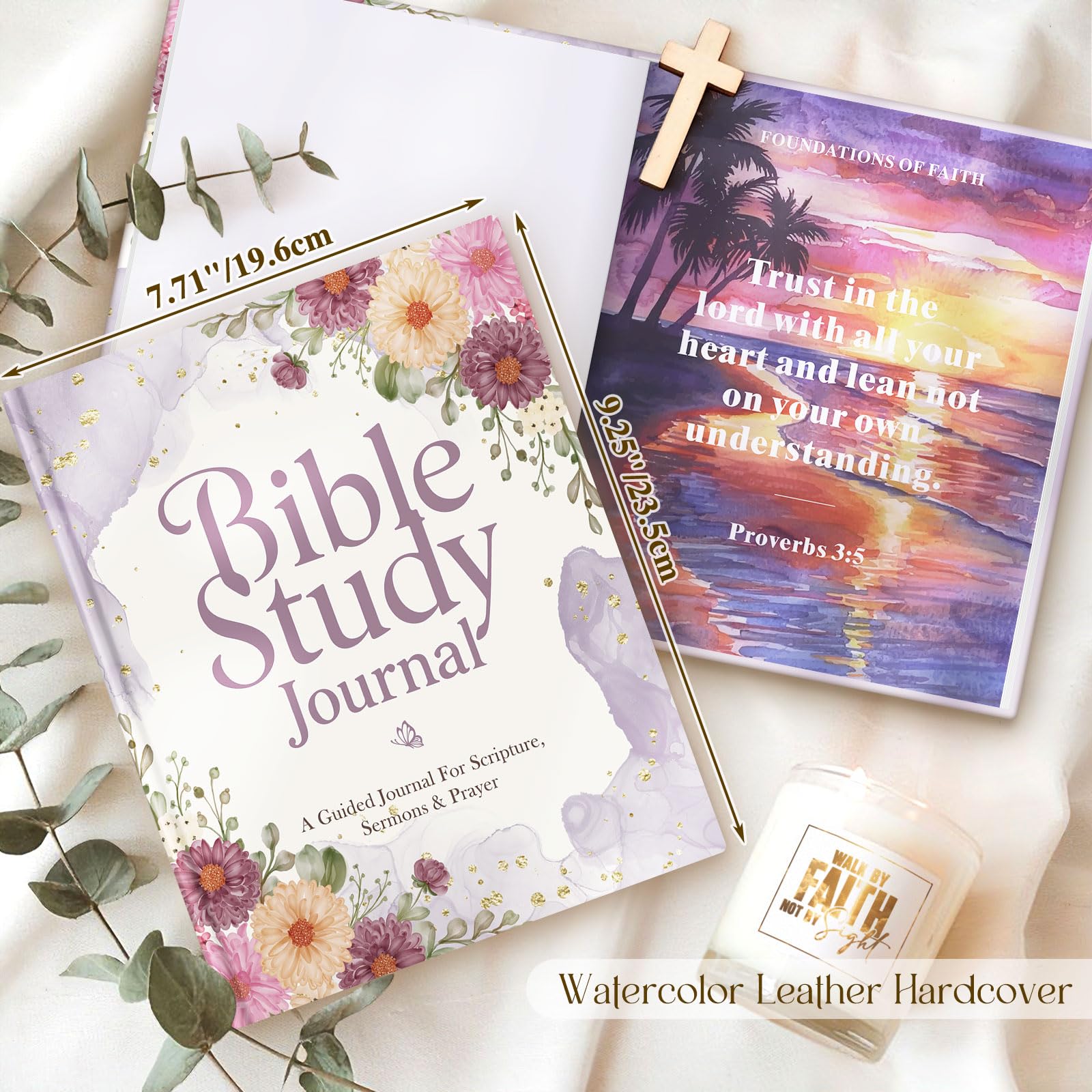 Lanpn Bible Study Journals for Women with Tabs & Highlighters, Church Notes Taking Daily Devotional Journaling, Leather Bible Prayer Guide Notebook Christian Religious Faith Based Gifts