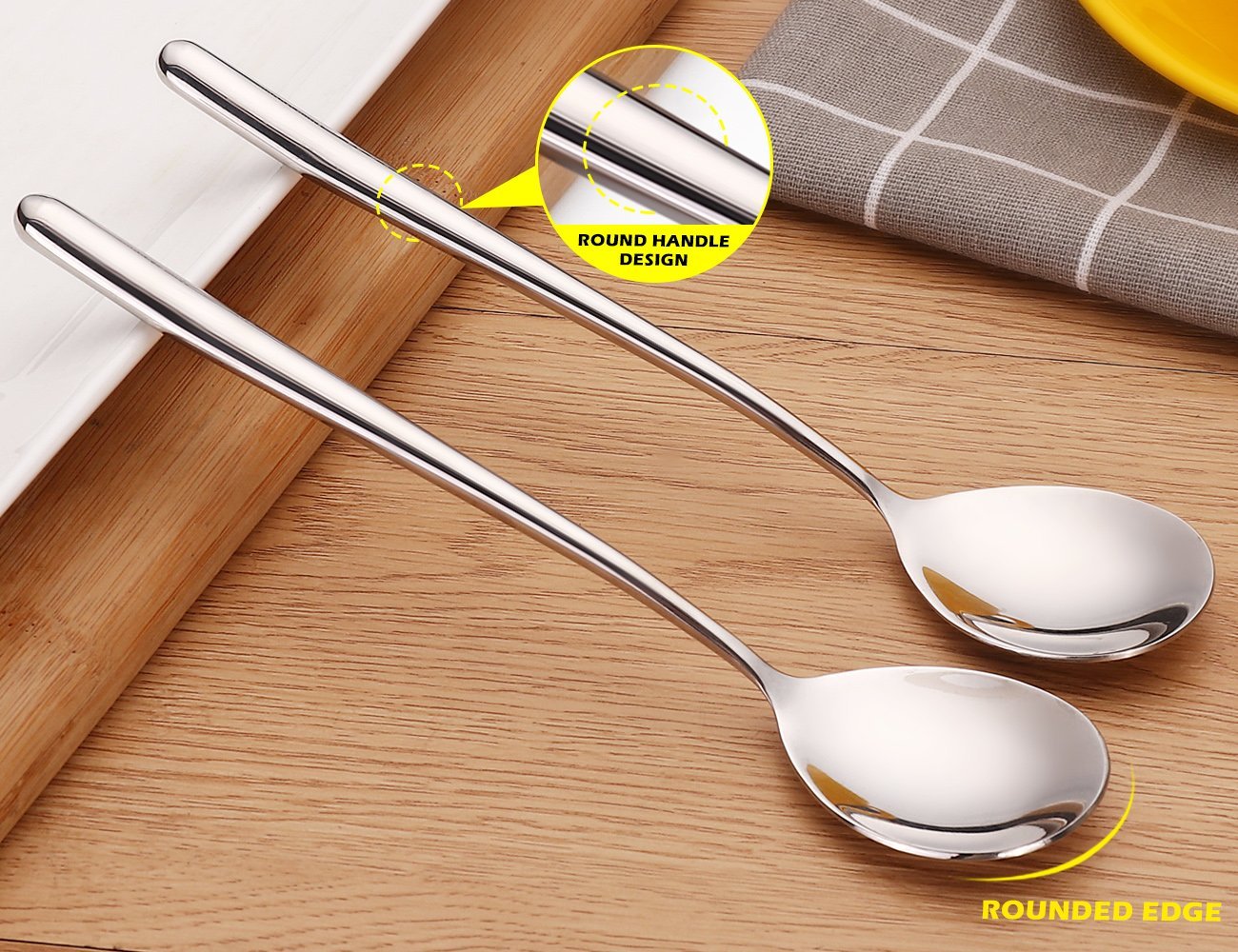 Miupoo Korean Soup Spoons Stainless Steel Long Handle Tablespoon Pack of 5