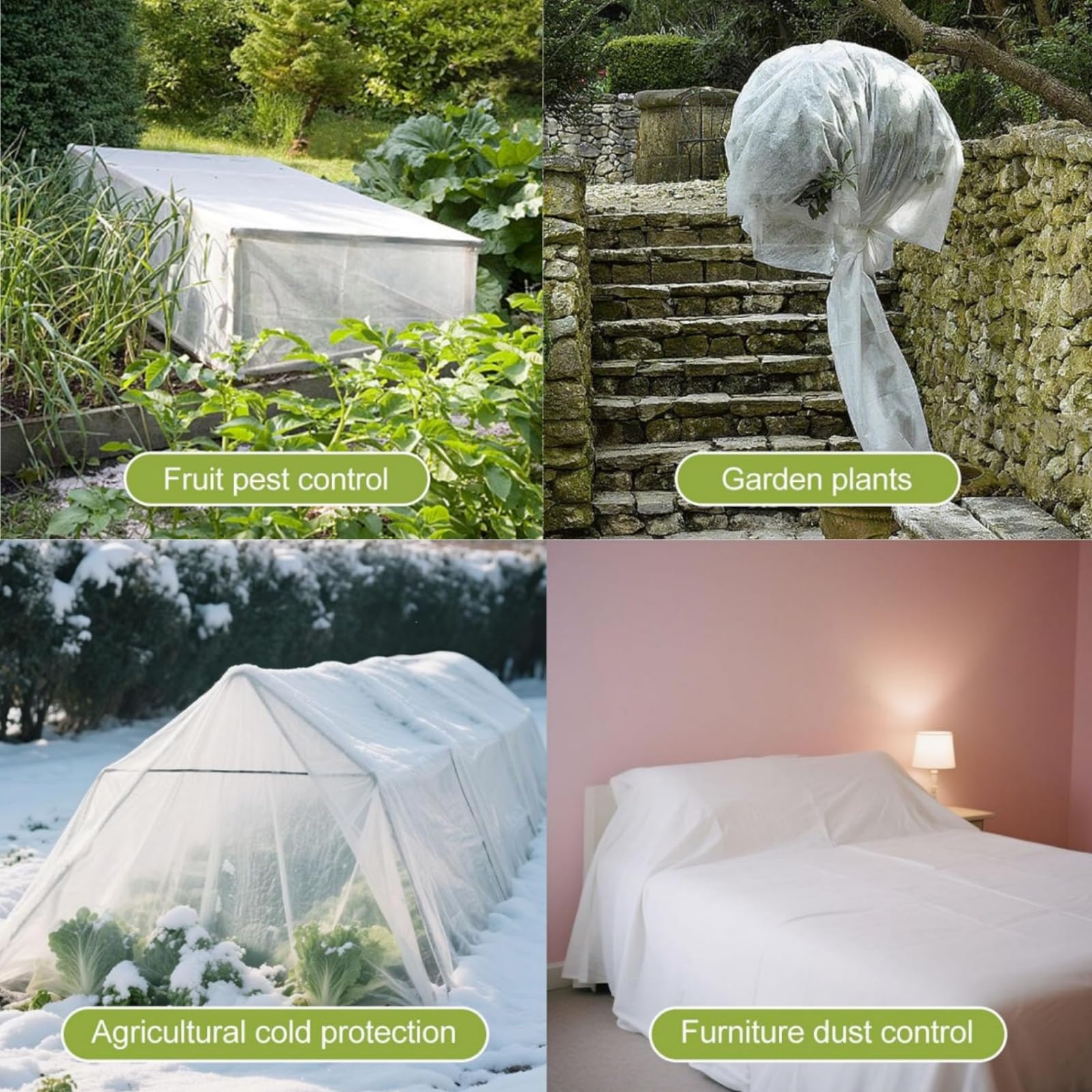 Plant Covers Freeze Protection Kit, Frost Cloths for Outdoor Plants, UV Resistant Polyethylene Film, Plant Vegetable Blanket Covers for Plants Dust Proof Cold Weather Winds (10 X 50 Ft)
