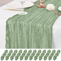 12 Pack Sage Green Table Runner 10Ft Cheesecloth Table Runner Rustic Gauze Table Runners Romantic Long Sage Sheer Fabric Cheese Cloth Table Runners for Wedding Party Bridal Baby Shower