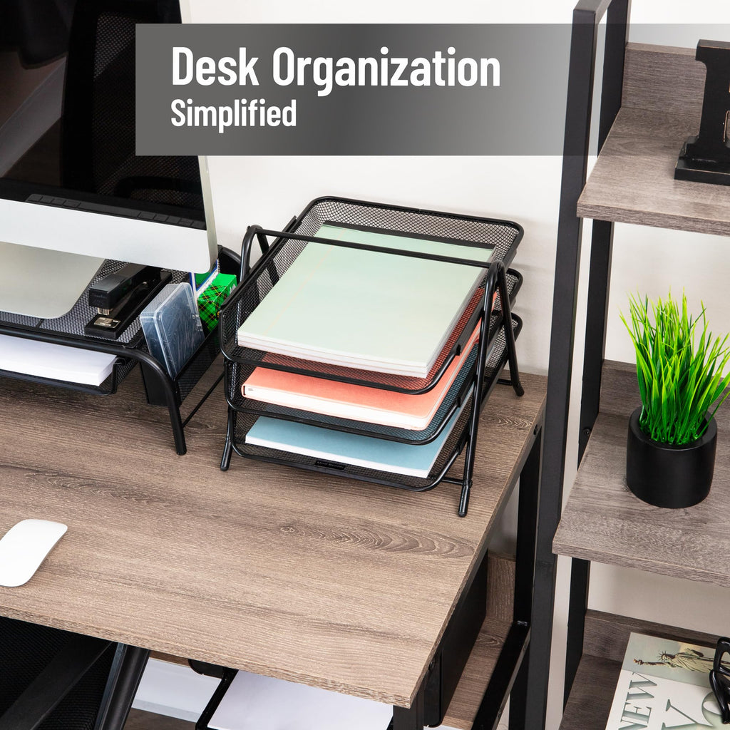 Mind Reader 3-Tier Paper Tray, Desktop Organizer, File Storage, Workspace, Office, Metal Mesh, 29.8L x 34.9W x 25.4Hcm, Black