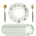 50 Pack Paper Placemats Disposable Green Floral Placemats 13.7 Inch Vintage Sage Green Flower Place Mats Chinoiserie Round Table Mats for Dinner Table Setting Birthday Wedding Party Supplies