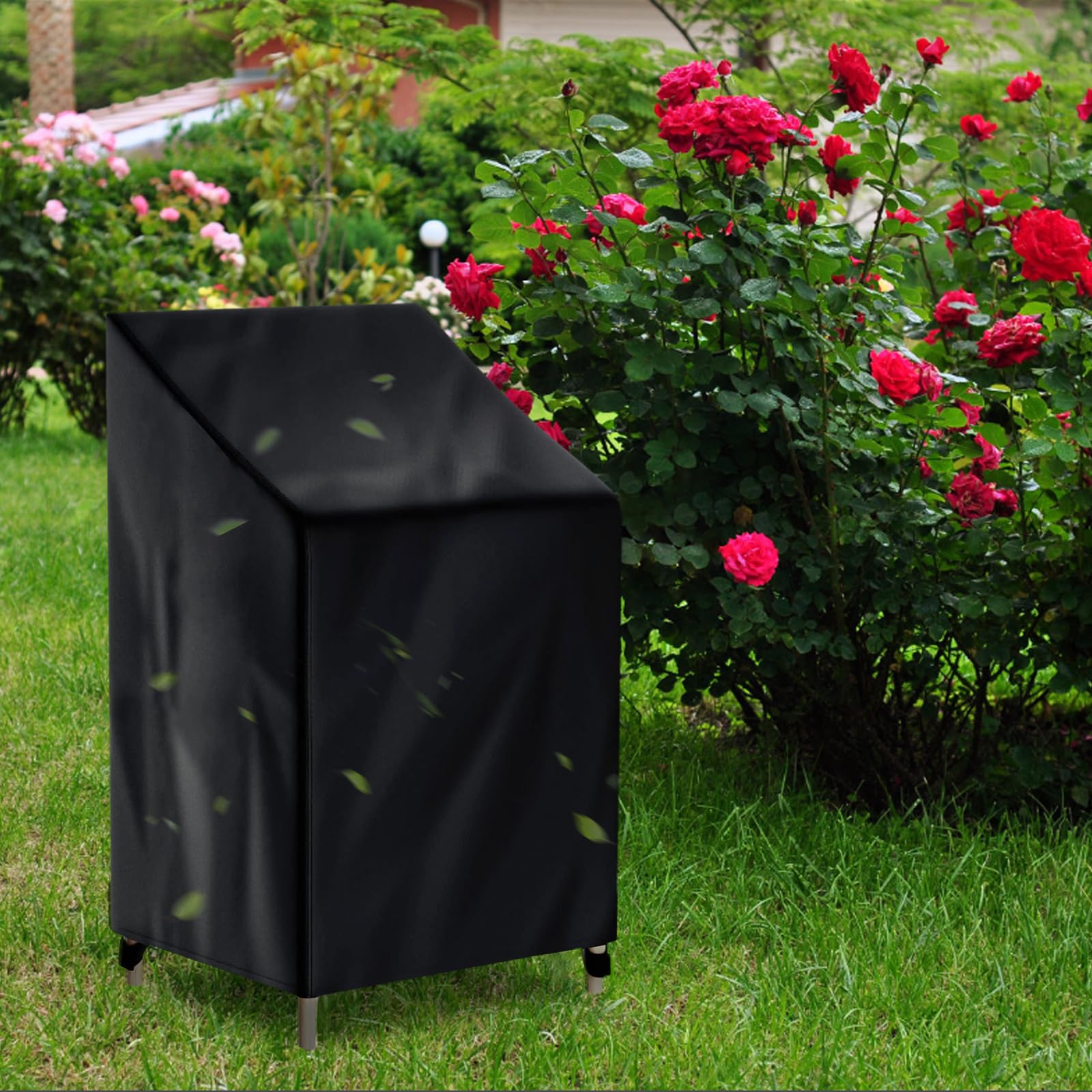 Pektiftn Outdoor Patio Chair Covers waterproof for Stackable Chairs, 100% Waterproof Anti-UV Dustproof All Weather Protection, Garden Lawn Patio Furniture Covers (Black, 2PCS, 28" W x 30" D x 47" H)