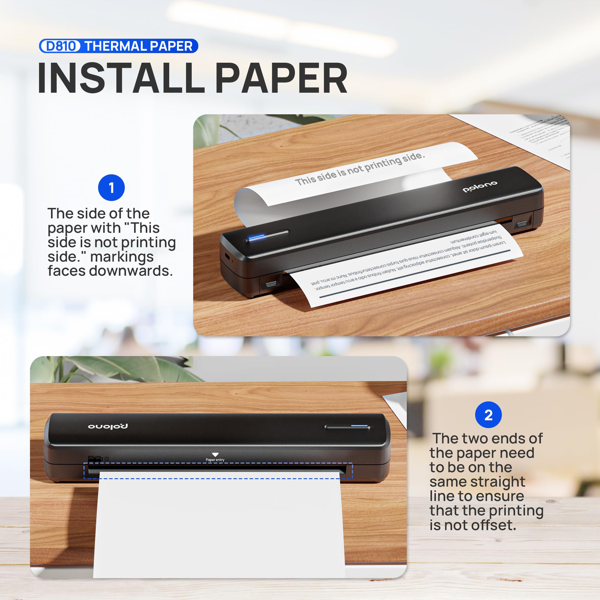 POLONO D810 Thermal Printer Paper 8.5 x 11 Inch, Advanced Thermal Printing, US Letter Size Thermal Paper Compatible with D810, Size 8.5" x 11", 200 Sheets