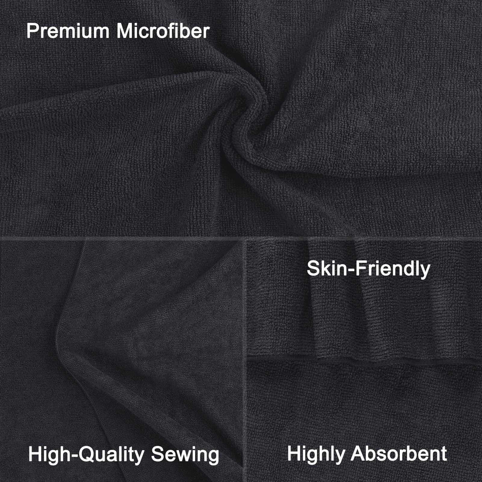 Orighty Black Salon Towel, Pack of 12 (Not Bleach Proof, 16 x 29 Inches) Super Soft and Absorbent Microfiber Hair Salon Towels for Salon, Hand, Gym, Bath, Spa and Home Hair Care