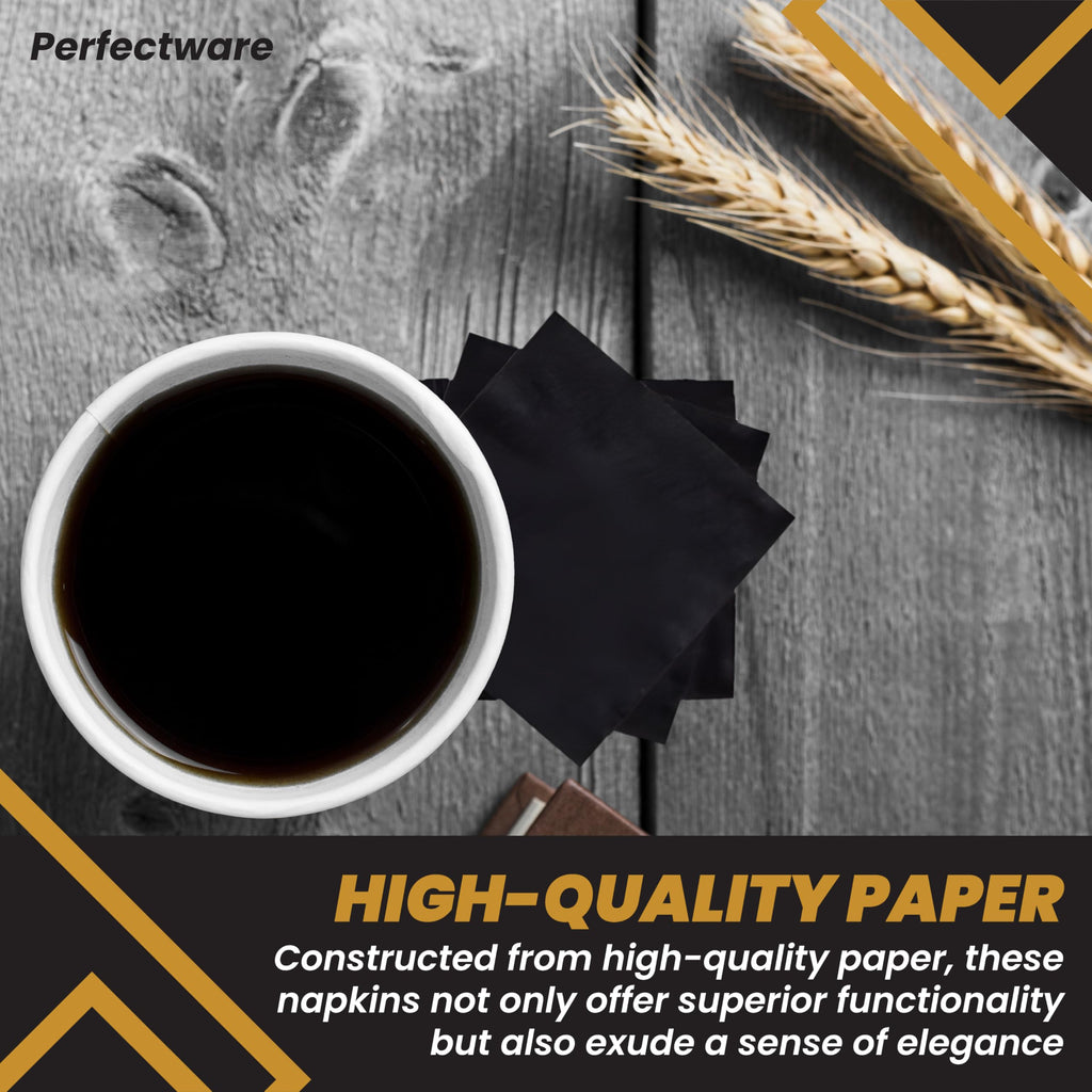 Perfectware 2-Ply Black Beverage Napkins, Pack of 300ct
