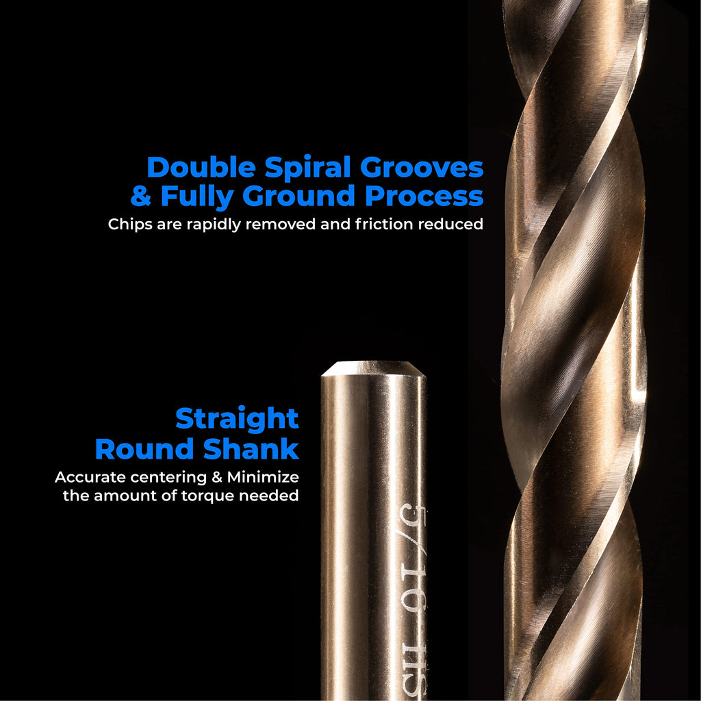 amoolo 3/16" Cobalt Drill Bit(10 Pcs), M35 HSS Metal Drill Bit Set for Hard Metal, Stainless Steel, Cast Iron