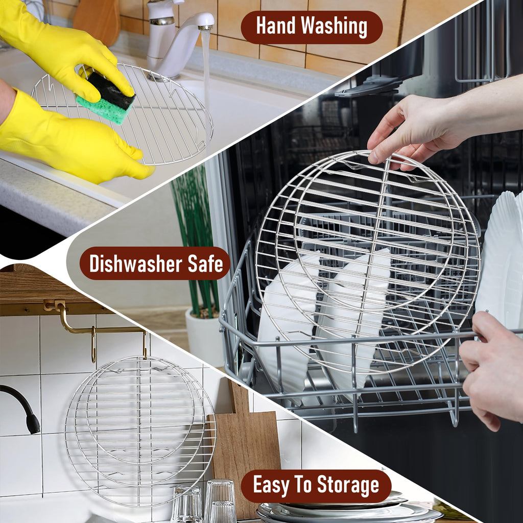 Round Cooling Rack, HaSteeL 3 Pcs Stainless Steel Steaming Roasting Grilling Baking Racks, Non-stick Wire Rack for Air Fryer, Pressure Cooker, Non-toxic & Rust Free, Oven & Dishwasher Safe -19/23/27cm