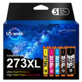 Uniwork 273XL Ink Cartridge Remanufactured for Epson 273 XL 273XL use for Expression XP-520 X-P820 XP-620 XP-610 XP-800 XP-810 Printer Tray, 5-Pack (Black, Photo Black, Cyan, Magenta, Yellow)