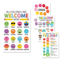 4Pcs Feelings Chart Classroom Posters, 11X17inch Calm Down Corner Wall Art, Inspirational Classroom Posters for Bulletin Board Classroom Décor School Preschool Mental Health Therapy Office