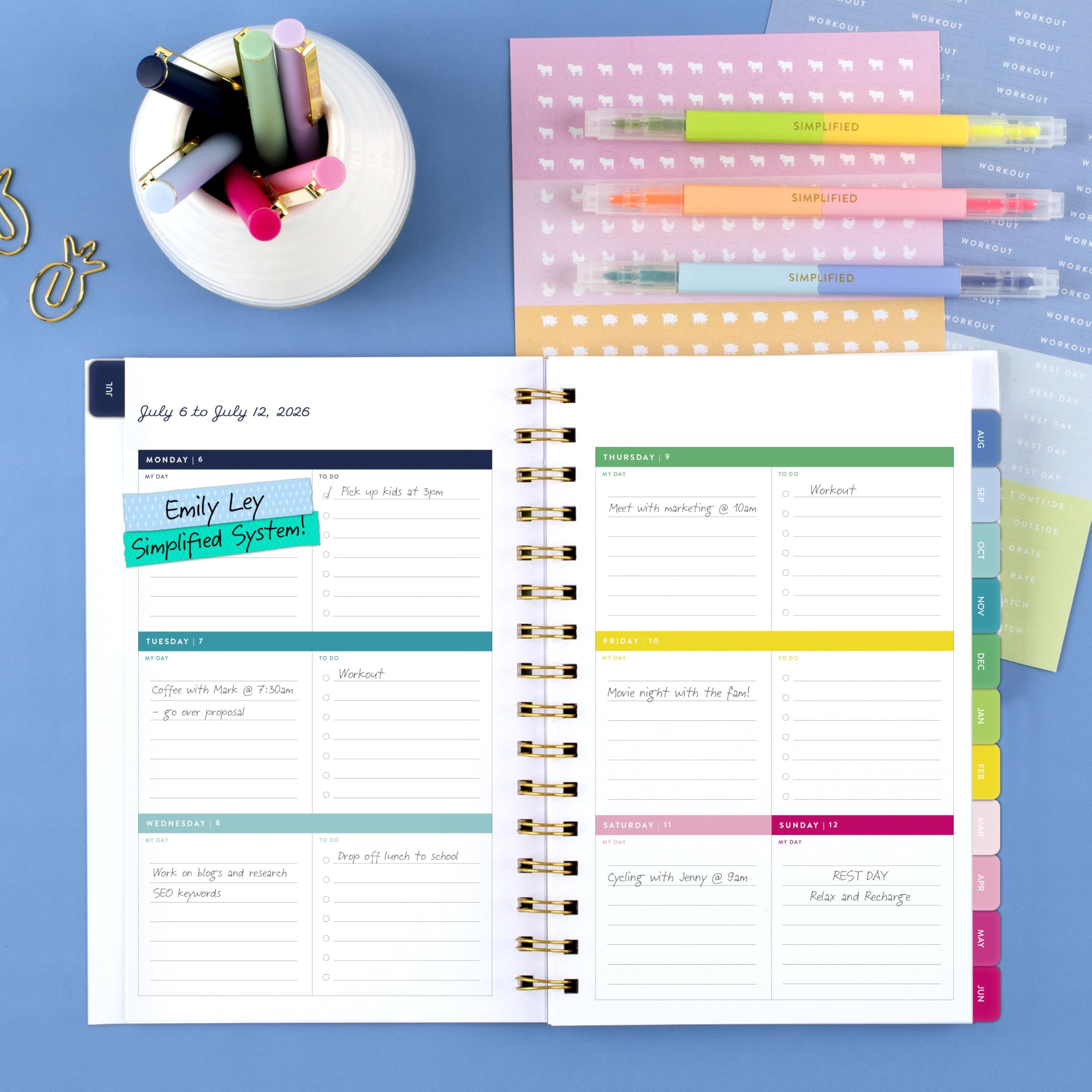 AT-A-GLANCE Planner 2026-2027 Weekly & Monthly Academic 12-Month July-June, 5-1/2" x 8-1/2", Front Cover Pocket, Simplified by Emily Ley, Oversized Plaid (EL51-201A)