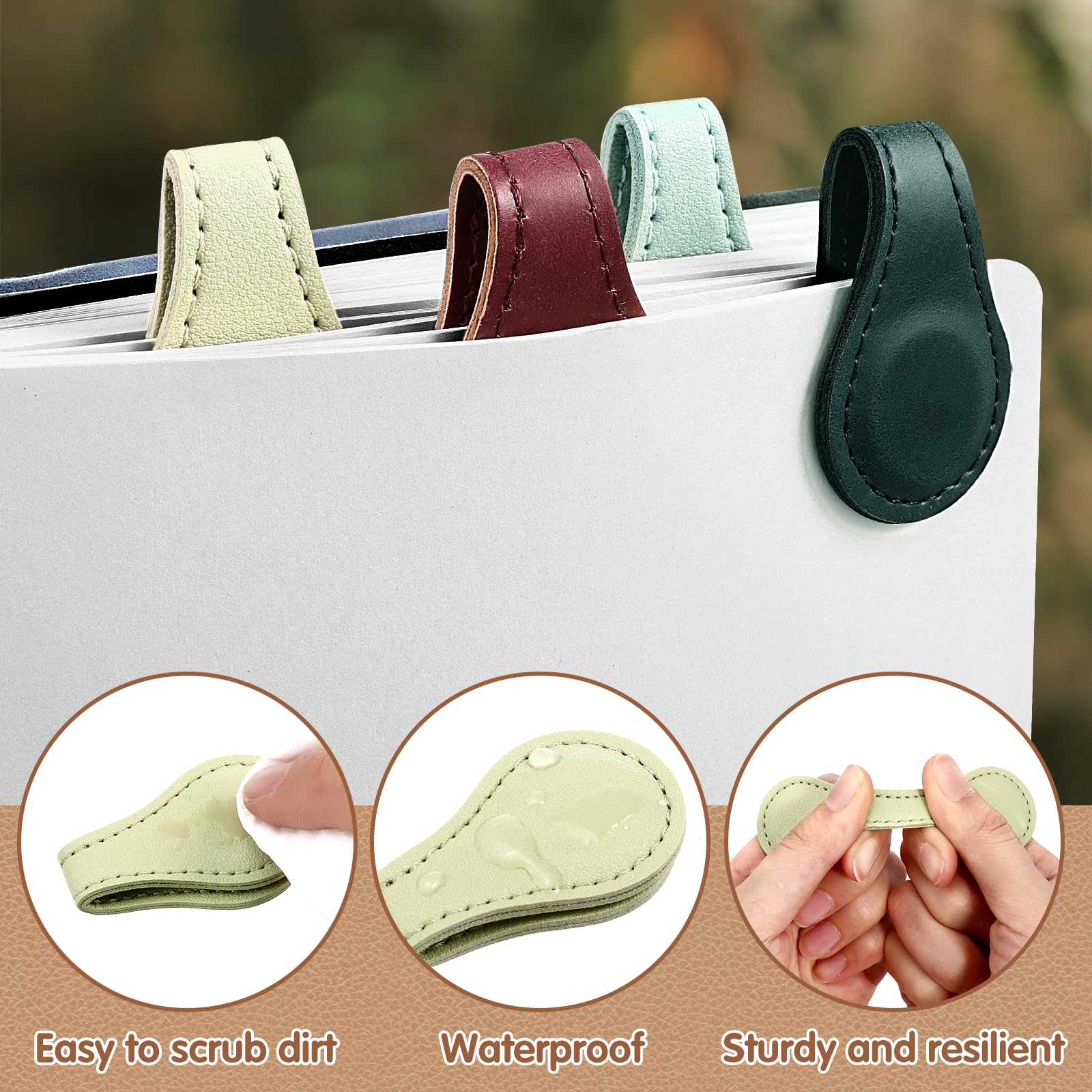 Draupnir 12 Pieces Magnetic Bookmark, Colorful Leather Book Marks, Page Markers, Magnetic Book Mark Clip Gift for Reading Women, Men, Books Lovers, Kids, Readers Accessories (06006)