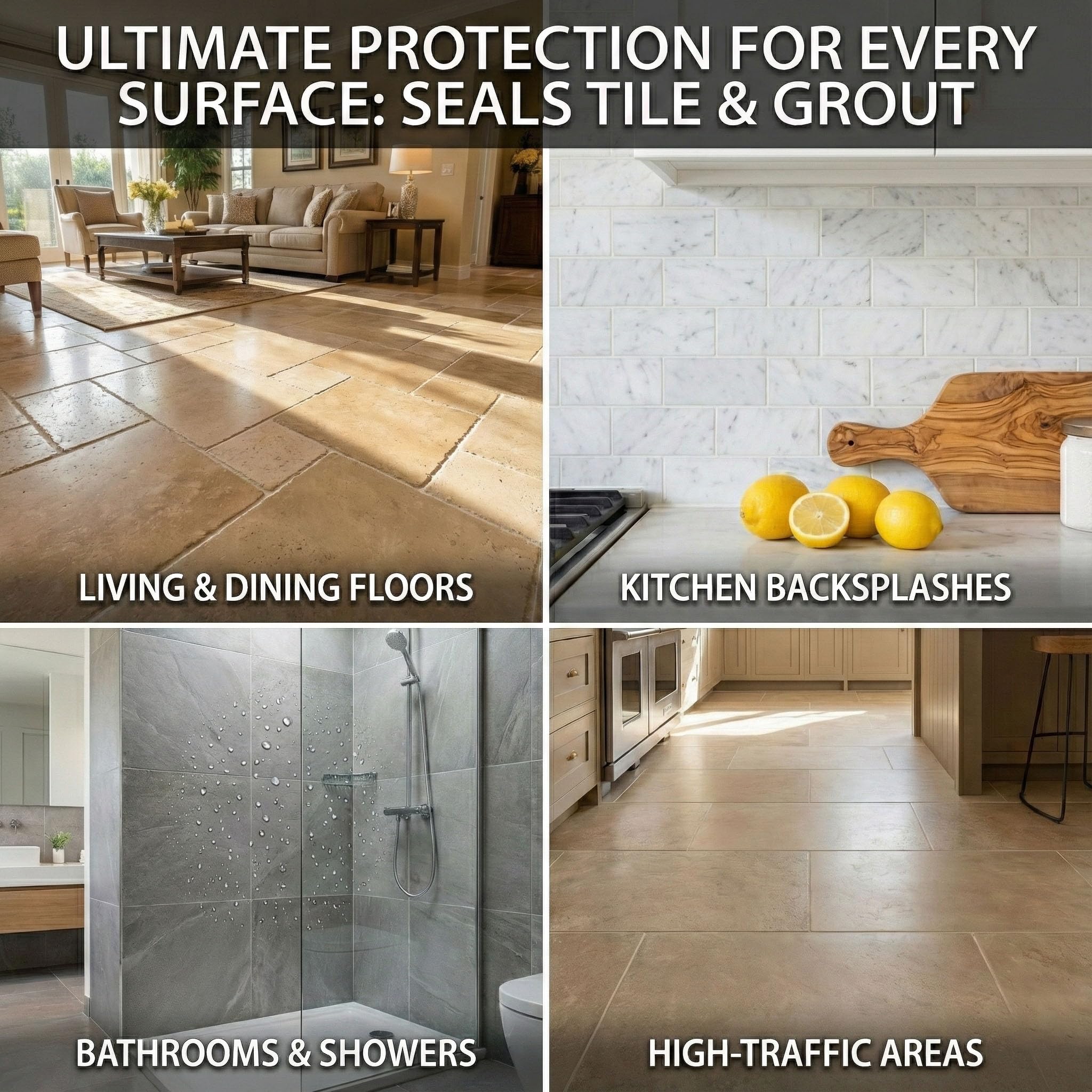 Meuvcol Grout Sealer,17.6 OZ Waterproof Grout Sealer for Shower, Floor Tiles, Kitchen - 100% Safe Tile Sealer Spray - Long Lasting Clear Sealant for Stone, Bathroom, Marble - Indoor & Outdoor