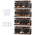 KitHero 4-Tier Wall Mount Spice Rack Organizer- Screw/Adhesive Mount, Black Metal & Wood Spice Storage for Kitchen Pantry Cabinet, 11.6”L x 2.4”W x 3.2”H