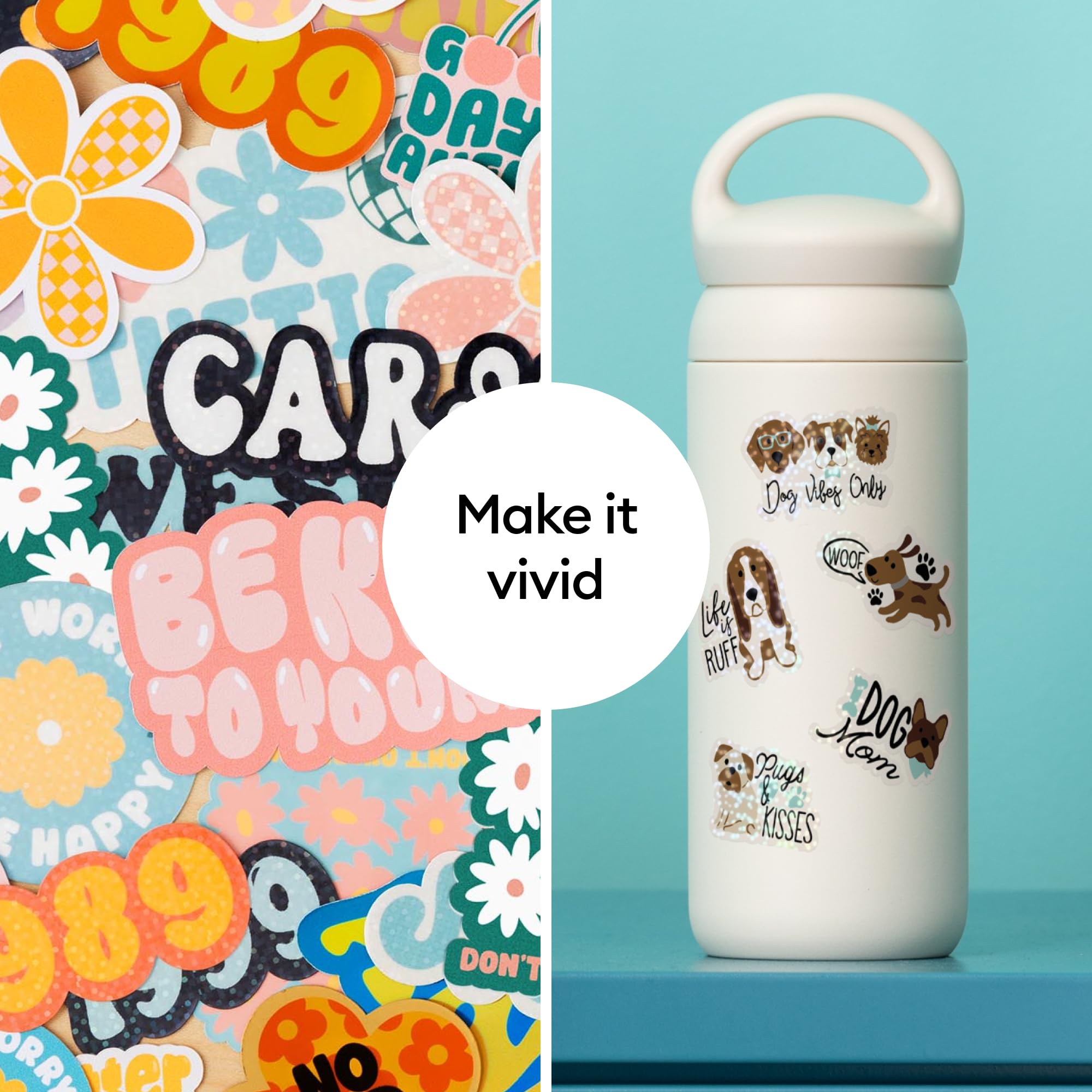 Cricut Printable Waterproof Holographic Sticker Set, White - 10 Sheets in US Letter Size (8.5 x 11 in) - Compatible with Inkjet Printers - for Joy Xtra, Explore, & Maker Machines