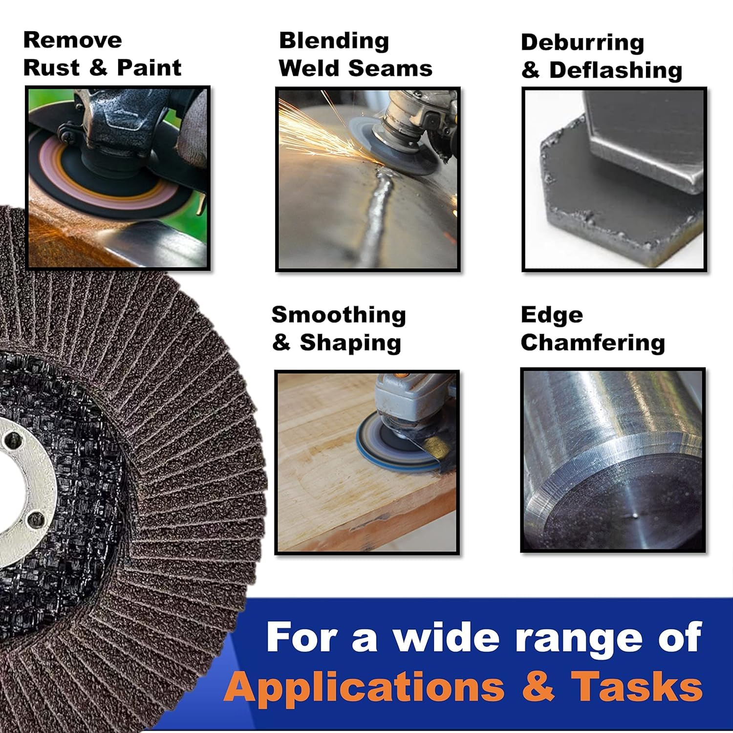 WA GRINDER 22PACK 4-1/2" x 7/8" inch Assorted Grit Zirconia/Alumina Flap Disc [40Grit(x10), 80Grit(x10), 120Grit(x2)] for Angle Grinder Sanding Disc, Grinder Disc for Metal and Woodworking 4 1/2 Inch