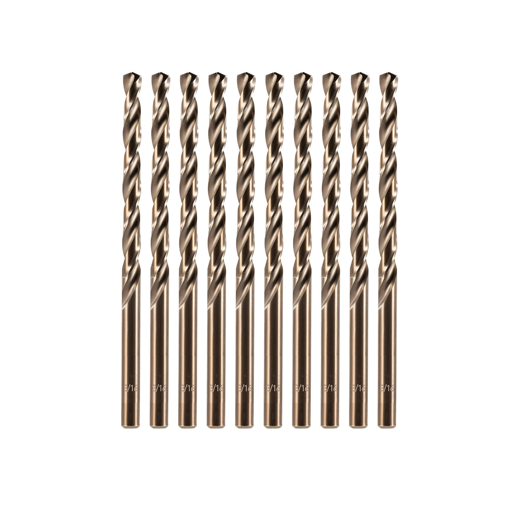 amoolo 3/16" Cobalt Drill Bit(10 Pcs), M35 HSS Metal Drill Bit Set for Hard Metal, Stainless Steel, Cast Iron